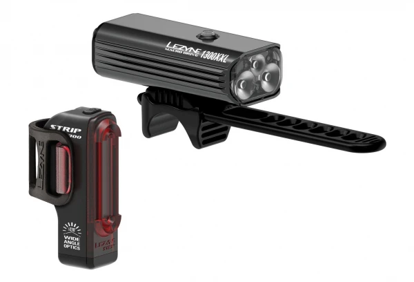 Paire D'Éclairages Lezyne Macro Drive 1300XXL / Strip Pro Pair Noir – Image 4